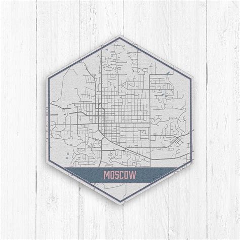 Moscow Idaho Street Map, Moscow Idaho Hexagon, Gray and Blue Street Map ...