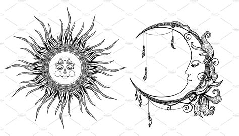 Decorative sun and moon | Moon artwork, Free art prints, How to draw hands