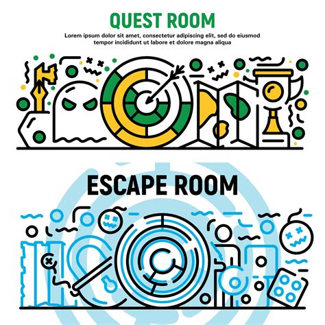 Quest room banner set, outline style 8988451 Vector Art at Vecteezy