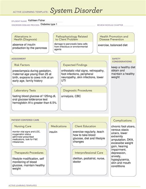 Ati System Disorder Template Diabetes Mellitus