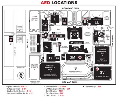 Automated External Defibrillators (AED) Locations - Police & College Safety - Pasadena City College