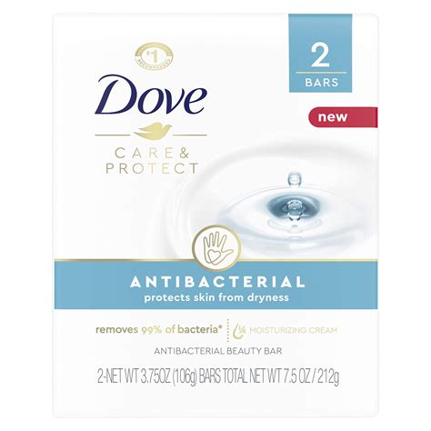 Dove Beauty Bar For All Skin Types Antibacterial Protects From Skin Dryness 3.75 Oz 2 Bars ...