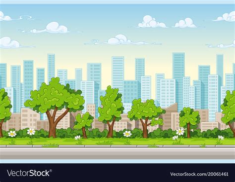 Seamless cartoon city background with separate Vector Image