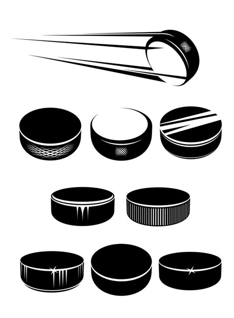 Ice hockey pucks set isolated on white background for sports design. | Ice hockey puck, Hockey ...