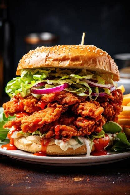 Premium Photo | Crispy and golden fried chicken sandwich