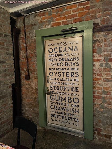 Menu at Oceana restaurant, New Orleans, 205 Bourbon St