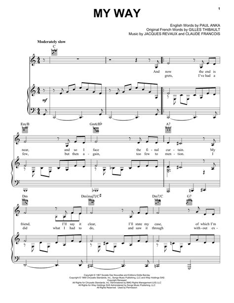 Elvis Presley "My Way" Sheet Music Notes, Chords | Piano Download Pop 59170 PDF
