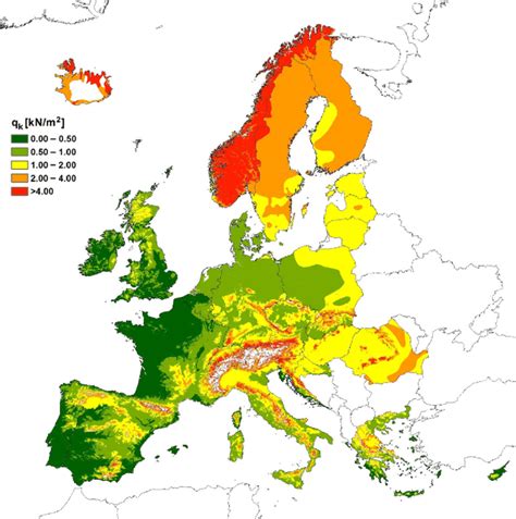 European ground snow load map resulting from European Committee for ...