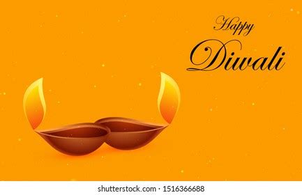 Happy Diwali Yellow Background Decorative Diya Stock Vector (Royalty Free) 1516366688 | Shutterstock