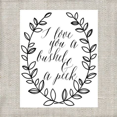 Items similar to I Love You a Bushel and a Peck Black Printable - Instant Download on Etsy ...