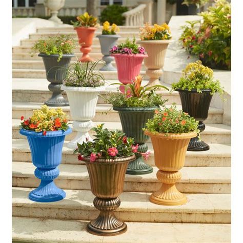 Embry Resin Planter Urn| Garden & Planters | Brylane Home | Resin planters, Planters, Blue planter