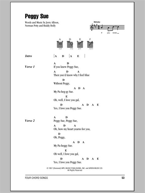 Peggy Sue sheet music by Buddy Holly (Lyrics & Chords – 81771)