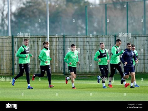 Brighton and Hove Albion players during a training session at the ...