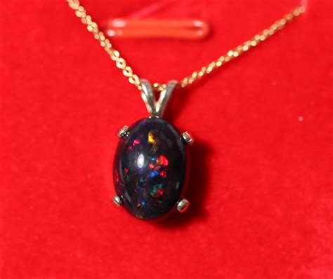 Black opal necklace, opal pendant, large opal pendant, black fire opal, black opal jewelry ...