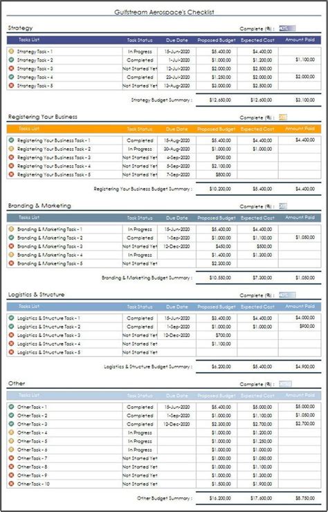 Starting a Business Checklist Excel Template Business Planner Tracker ...