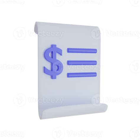 3d Render icon. invoice icon on transparent background. 27736689 PNG