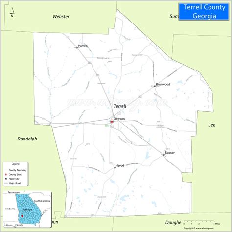 Map of Terrell County, Georgia - Where is Located, Cities, Population ...