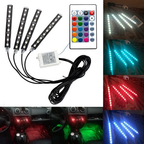 4x Car Led Rgb Led Strip Light 5050 Smd Auto Remote Control Decorative ...