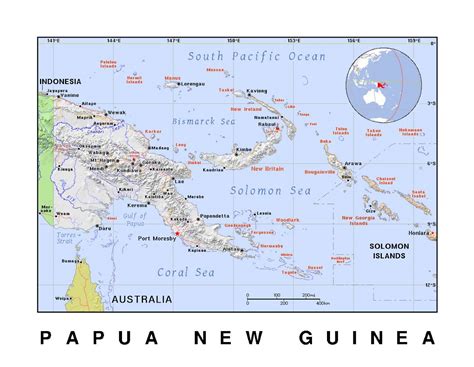 Detailed political map of Papua New Guinea with relief | Papua New ...