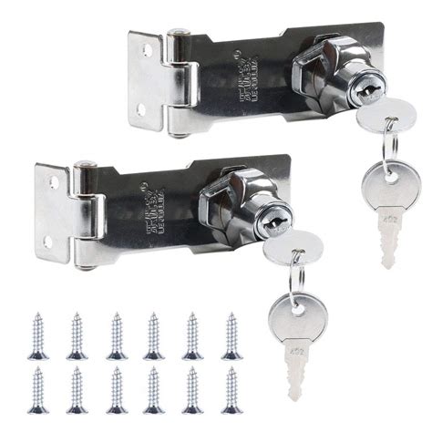 Buy HUSZZM 2Pack Keyed Hasp Lock Shed Lock Heavy Duty Hasp and Ste with ...