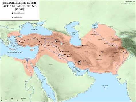 A map of the Achaemenid/Persian empire at its greatest extent, during the reign of Darius I ...