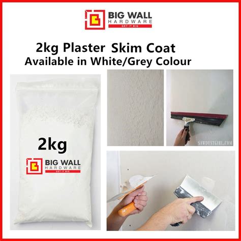 Duracem 2kg Plaster Top White/Grey Skim Coat for Internal and External Wall [Big Wall Hardware ...