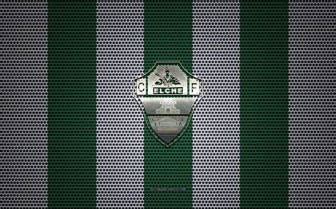 Download wallpapers Elche CF logo, Spanish football club, metal emblem, green-white metal mesh ...