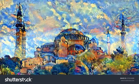 Oil Painting Hagia Sophia Museum Istanbul Stock Illustration 672024088 | Shutterstock