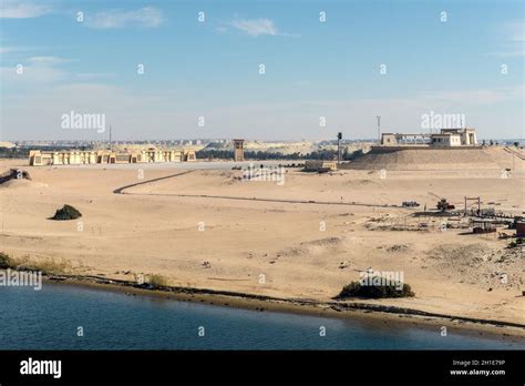 Ismailia, Egypt - November 5, 2017: The Battle of Ismailia memorial and sandy coast of the Suez ...