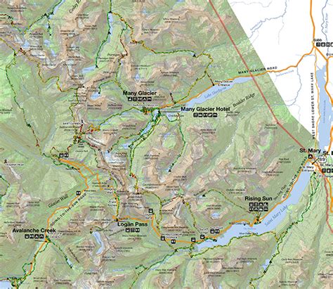 Glacier National Park Interactive Map - St. Mary and Many Glacier