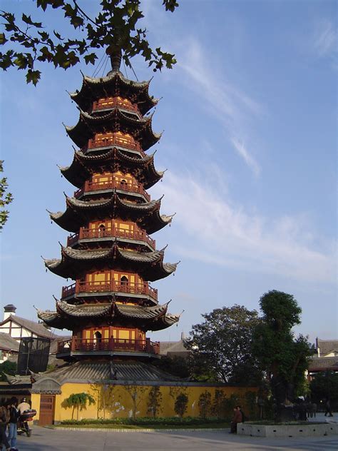 Famous Historic High Pagoda Building in China. Captured in Light Blue ...