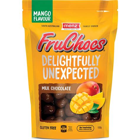 Menz Fruchocs Milk Chocolate Mango 150g | Woolworths