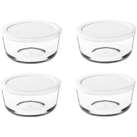 Pyrex 7201 Glass Food Storage Bowls w/ 7201-PC White Plastic Lid Covers ...