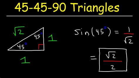 45-45-90 Triangles, Special Right Triangle Trigonometry - YouTube