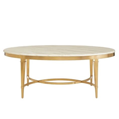 Alvara marble coffee table oval in white with gold finish legs £599.95 | furniture-now.co.uk