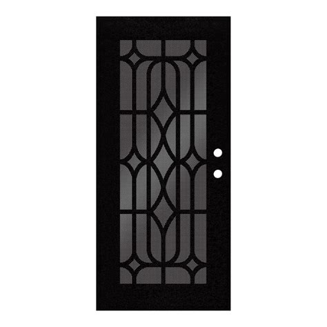 Unique Home Designs 30 in. x 80 in. Essex Black Left-Hand Surface Mount Security Door with Black ...