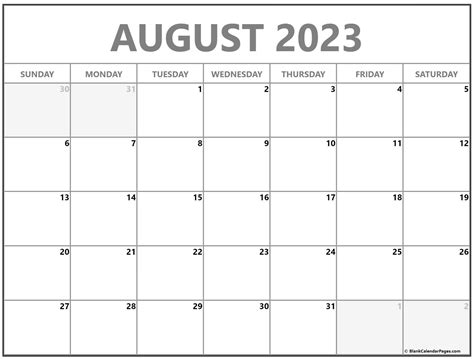 Blank August 2023 Calendar Printable Free - 2023 Printable Calendar