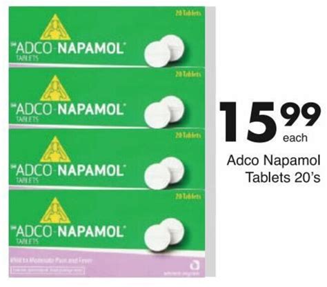 Adco Napamol Tablets 20's offer at Save