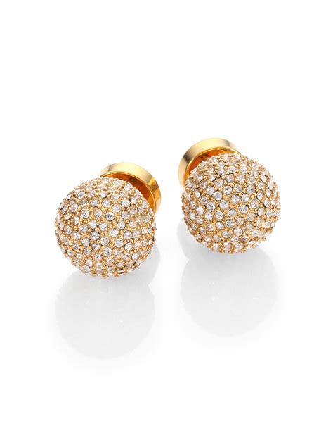 Lyst - Michael Kors Pave Ball Stud Earrings in Metallic