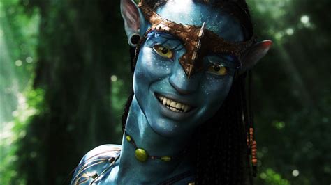 Download Neytiri (Avatar) Brown Hair Long Hair Necklace Earrings Fangs Teeth Yellow Eyes Movie ...
