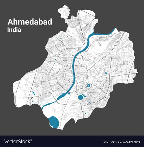 Ahmedabad map detailed of city Royalty Free Vector Image