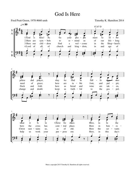 Hymn/Chorale 003 "God Is Here" Sheet music for Voice | Download free in PDF or MIDI | Musescore.com