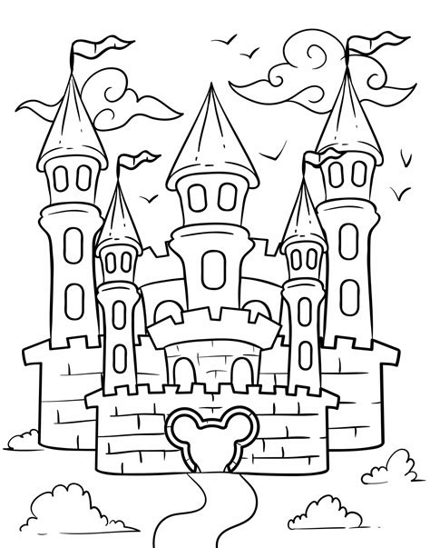 Edificio del Castillo de Disney para colorear, imprimir e dibujar ...