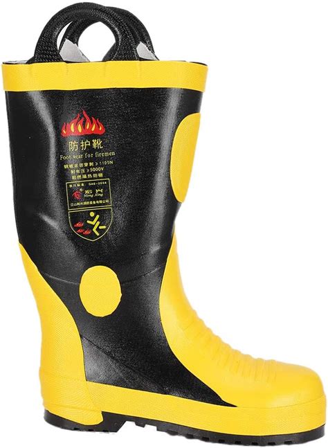 Firefighter Boots,Rubber Fire Fighting Safety Boots High Temperature Resistant Waterproof Shoes ...