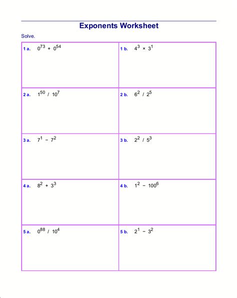 Operations With Exponents Worksheet – E Street Light