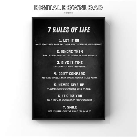 7 Rules of Life Printable Poster, Inspirational Quote Wall Art Room ...