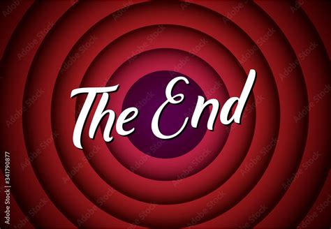 The end movie font comic poster circle. Cartoon film end poster logo ...