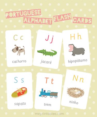 Portuguese Alphabet Flash Cards - Mr Printables