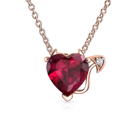 Bling Jewelry - Valentine Cubic Zirconia Red AAA CZ Devil Heart Pendant ...