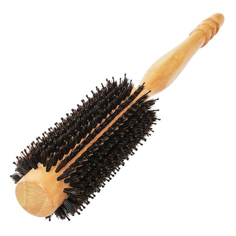 High Density Boar Bristle Round Brush with Wood Handle by Care Me – 2″ with Bristles (1″ Core ...
